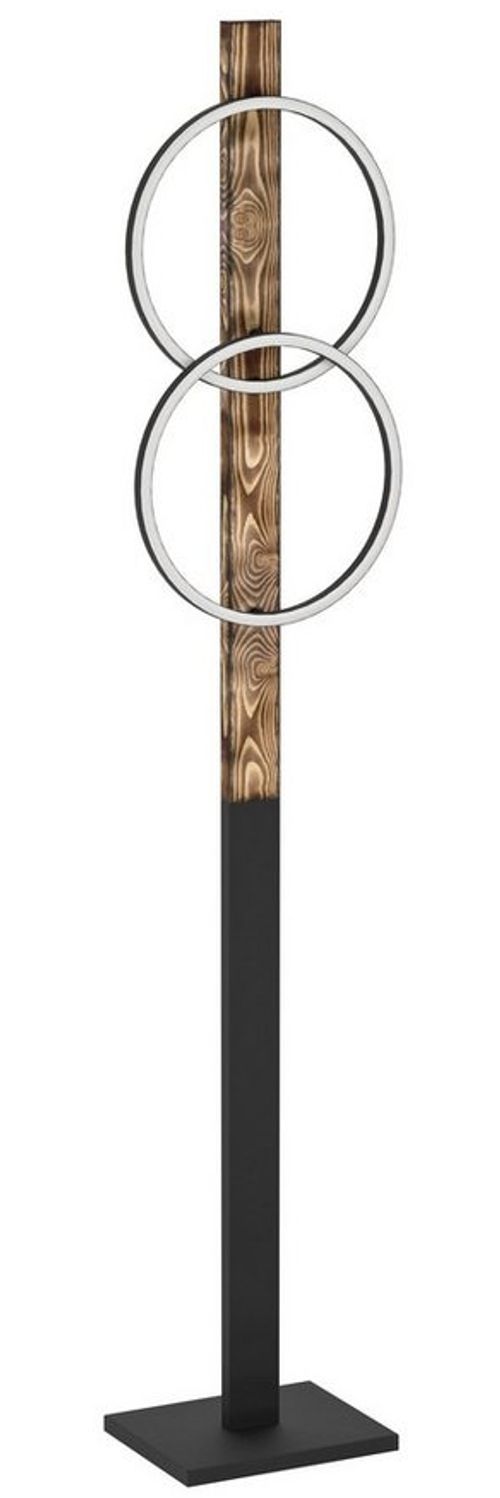 Eglo 900892 LED Stehleuchte BOYAL Stahl, Holz schwarz, braun rustikal 2X9W 3000K L:30cm H:150cm mit Fußtrittschalter Bild 1