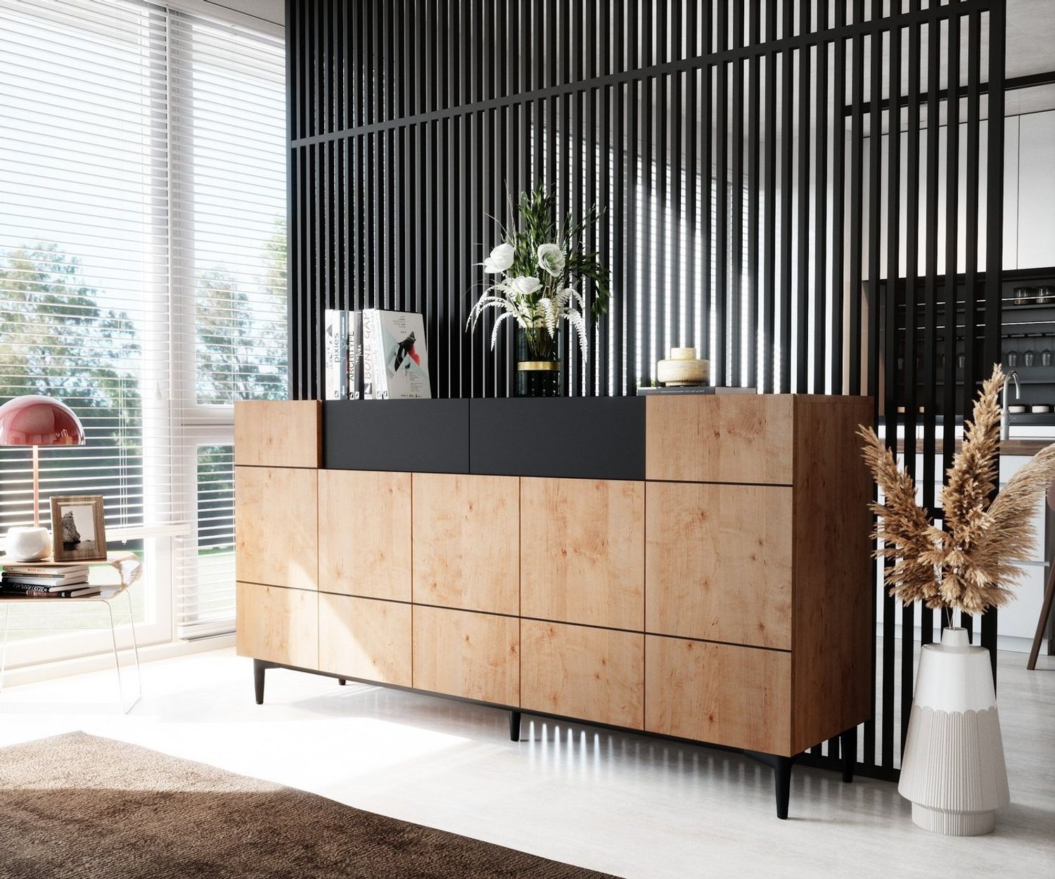 Newroom Sideboard Nizza, Wildeiche Sideboard Vintage Industrial Highboard Anrichte Wohnzimmer Bild 1