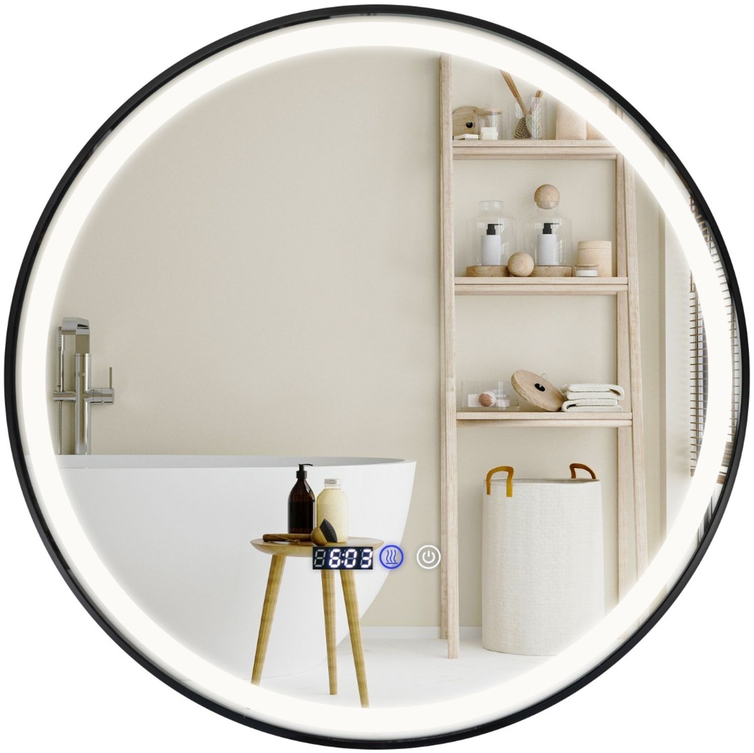 Beleuchteter Badezimmerspiegel mit 3-farbigem LED-Licht & Memory-Funktion & Antibeschlagfunktion Bild 1