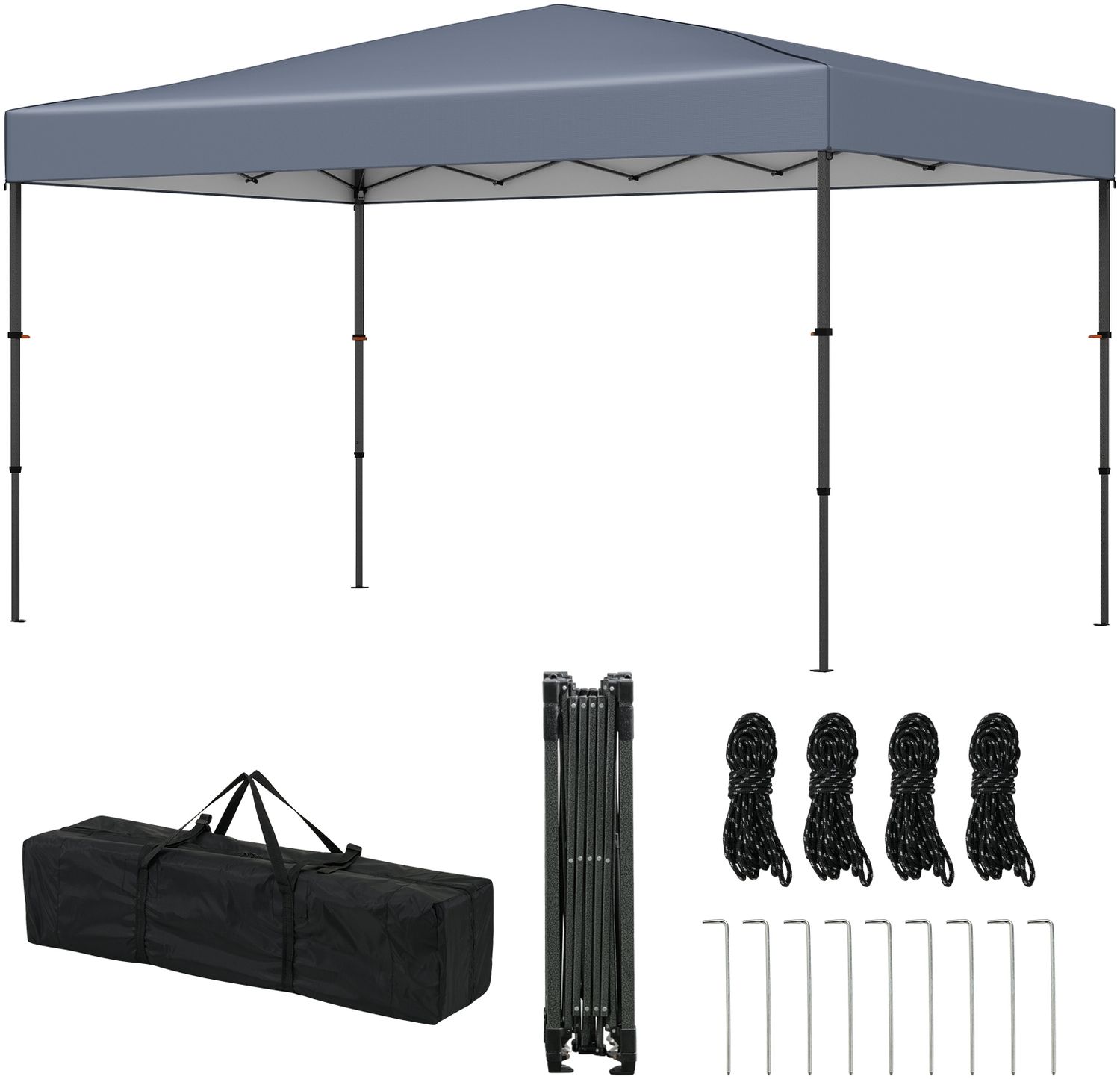 365 x 225 cm Pop-up-Pavillon mit tragbarer Tragetasche 9 Heringe 4 Windseile faltbarer Outdoor-Sonnenschutz Pavillon Grau Bild 1
