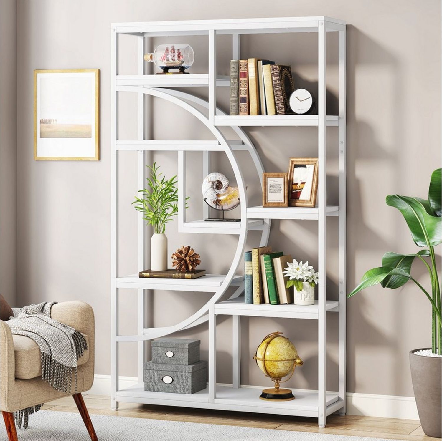 Tribesigns Bücherregal Raumteiler, Standregal mit 9 Ebenen, 175 x 95 x 30 cm Bild 1