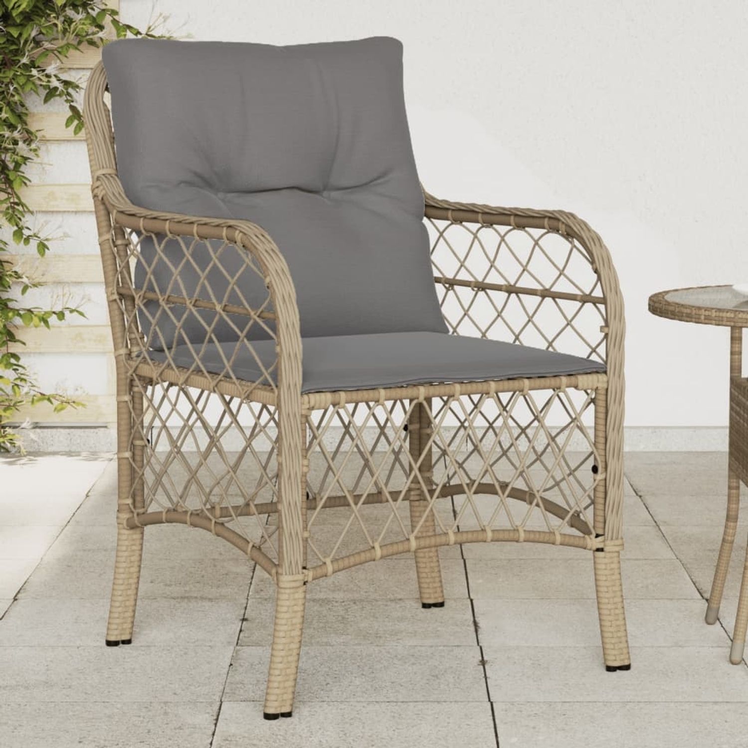 vidaXL Gartenstühle mit Kissen 2 Stk. Beigemischung Poly Rattan 365157 Bild 1