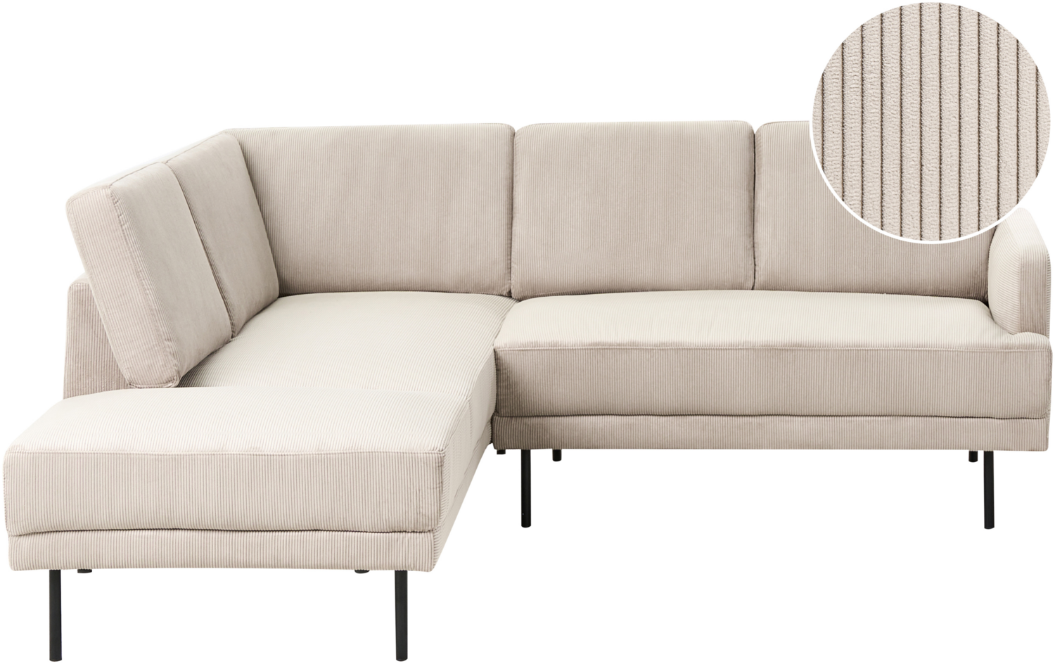 Ecksofa 4-Sitzer BREDA Cord Beige rechtsseitig Bild 1