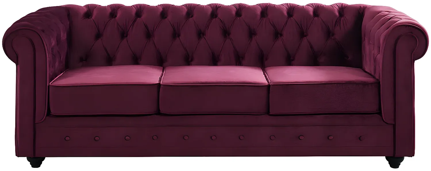 3-Sitzer-Sofa CHESTERFIELD - Samt - Pflaumenfarben Bild 1