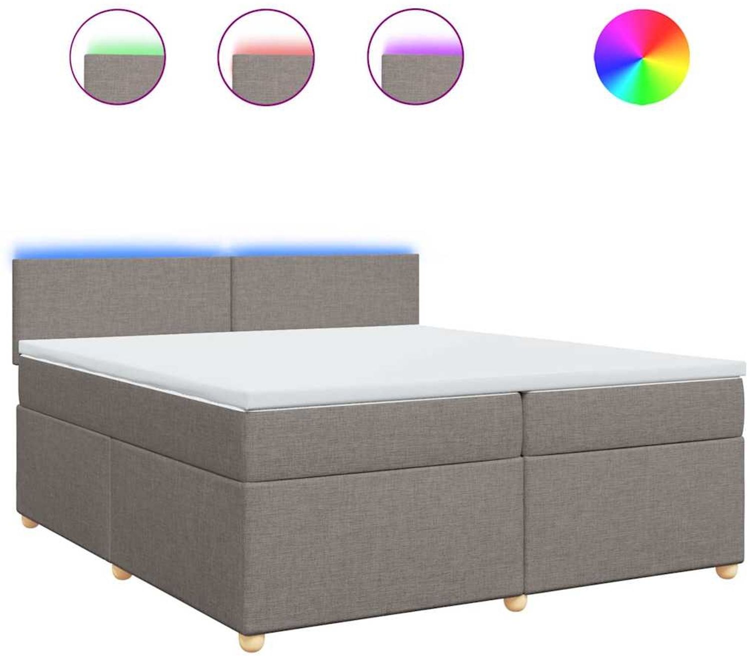 vidaXL Boxspringbett mit Matratze Taupe 200x200 cm Stoff 3289084 Bild 1