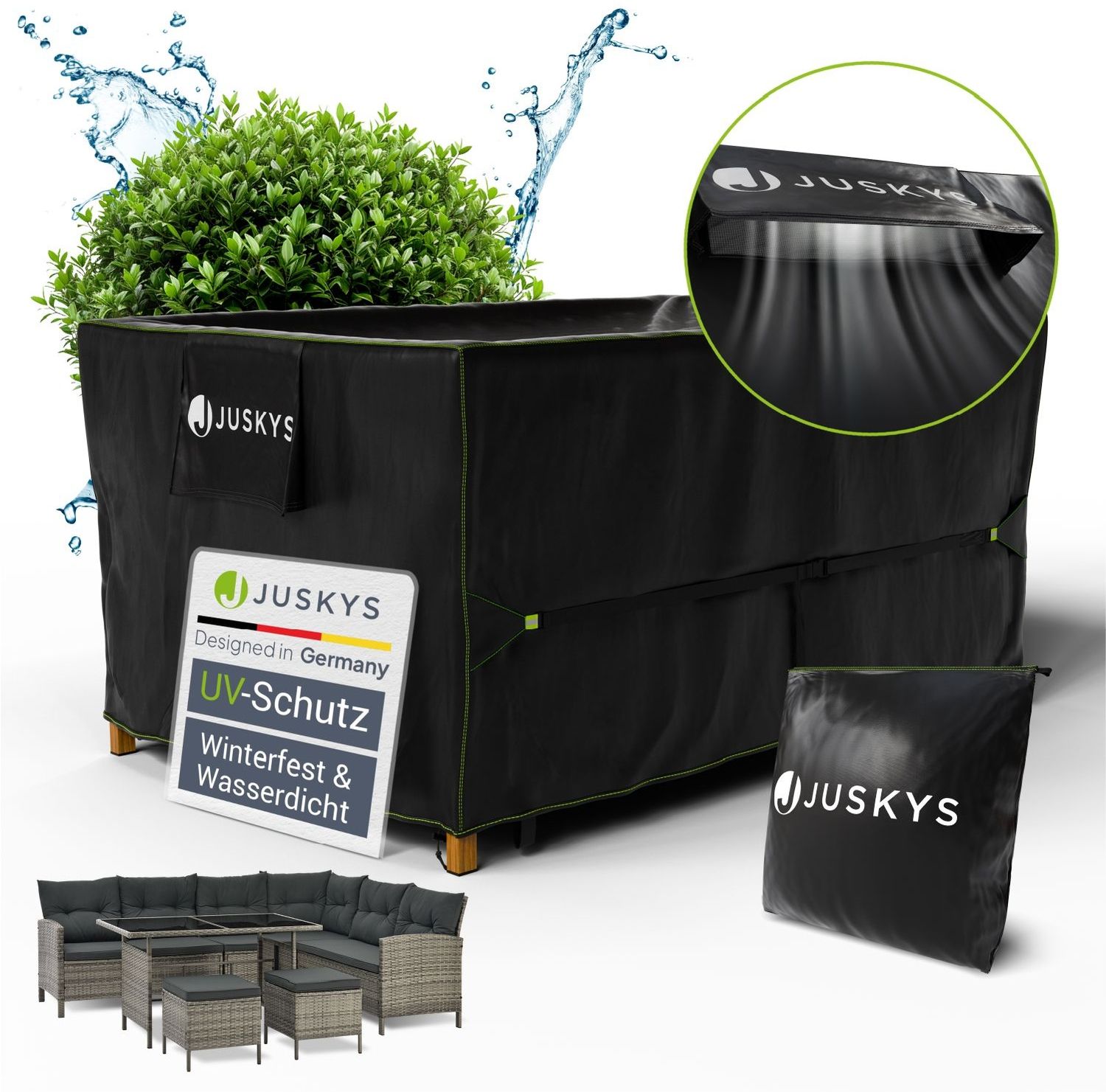Juskys Gartenmöbel Abdeckplane CoverSafe Pro 150 x 90 x 75 cm - winterfest & wasserdicht - Schutzhülle für Gartentisch, UV-Schutz, Abdeckhaube Gartentisch Bild 1