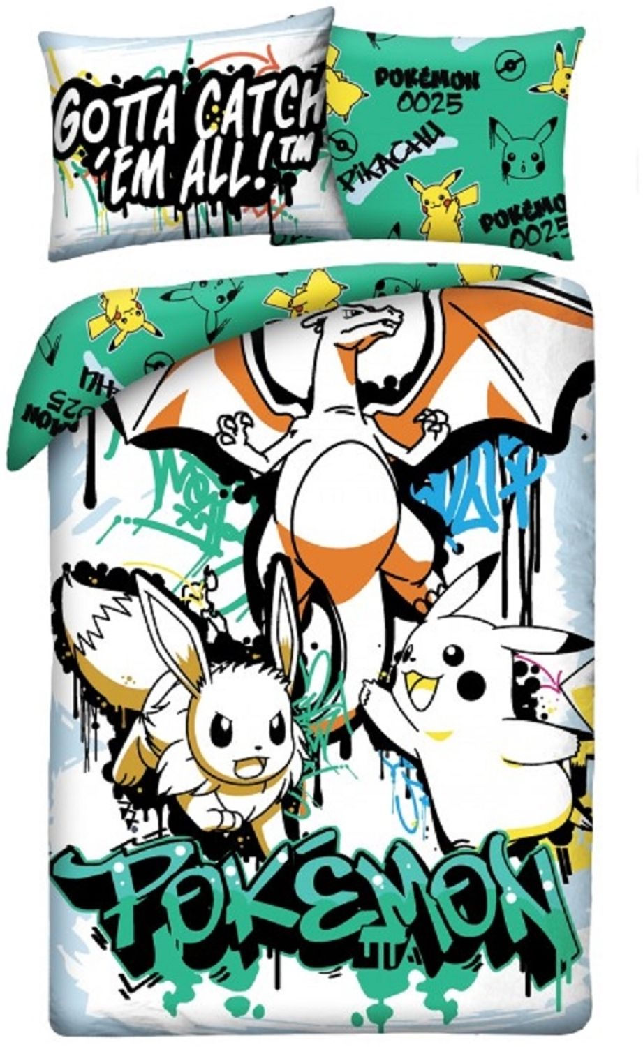Pokémon Bettwäsche Set aus Mikrofaser Bettdeckenbezug 140 × 200 cm mit 70 × 90 cm Kissenbezug Bild 1