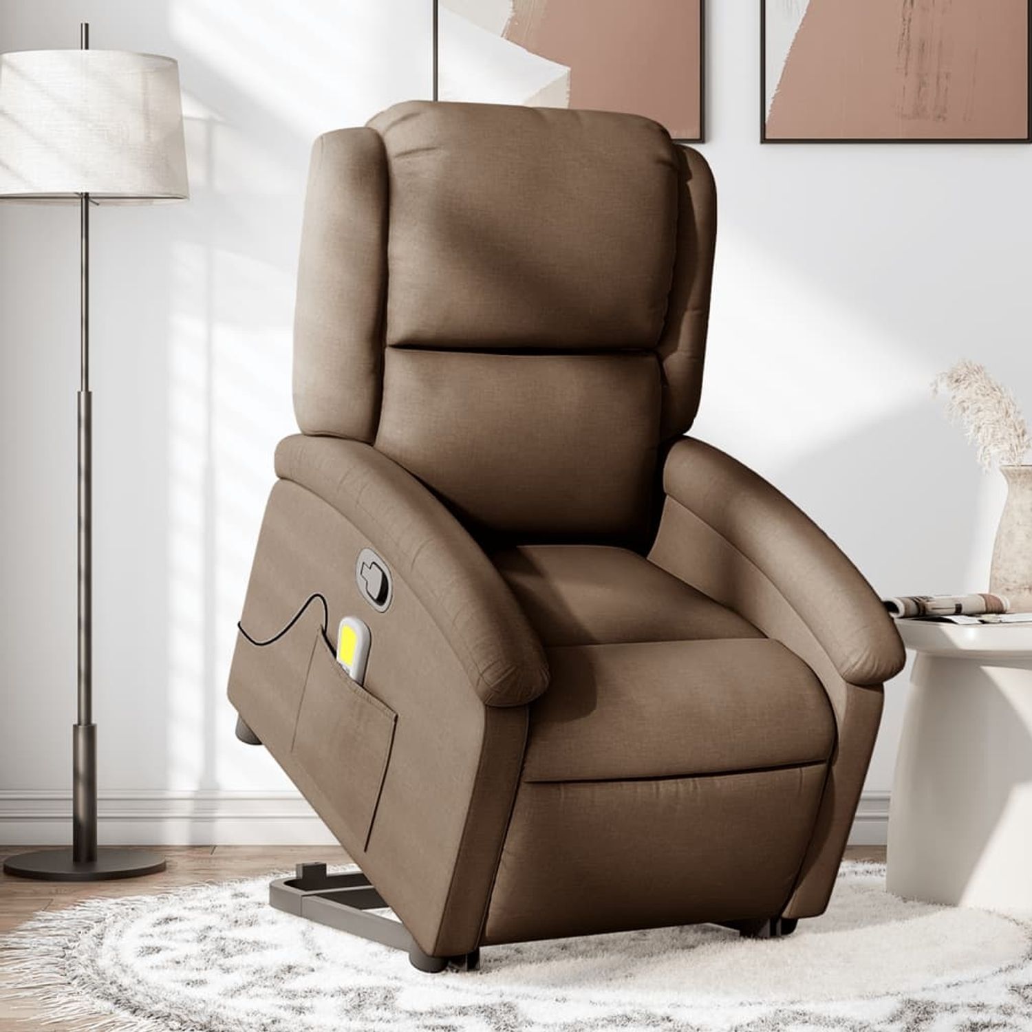 vidaXL Massagesessel mit Aufstehhilfe Braun Stoff 3204180 Bild 1