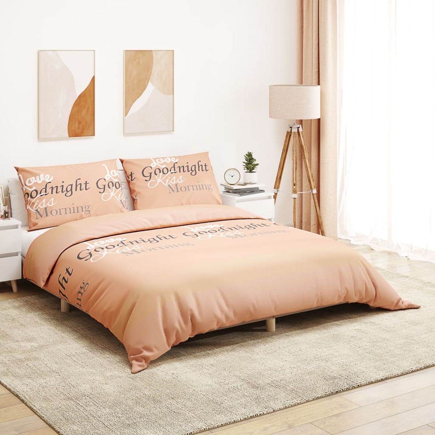 vidaXL Bettwäsche-Set, Baumwolle rosa, 140x200 cm Bild 1
