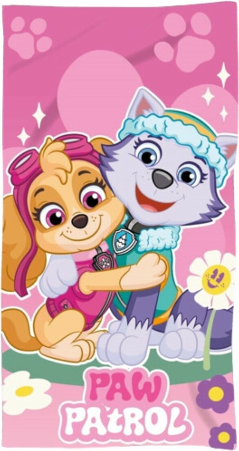 Paw Patrol Strandtuch in Rosa für Kinder aus Microfraser, 70cm x 140cm Bild 1