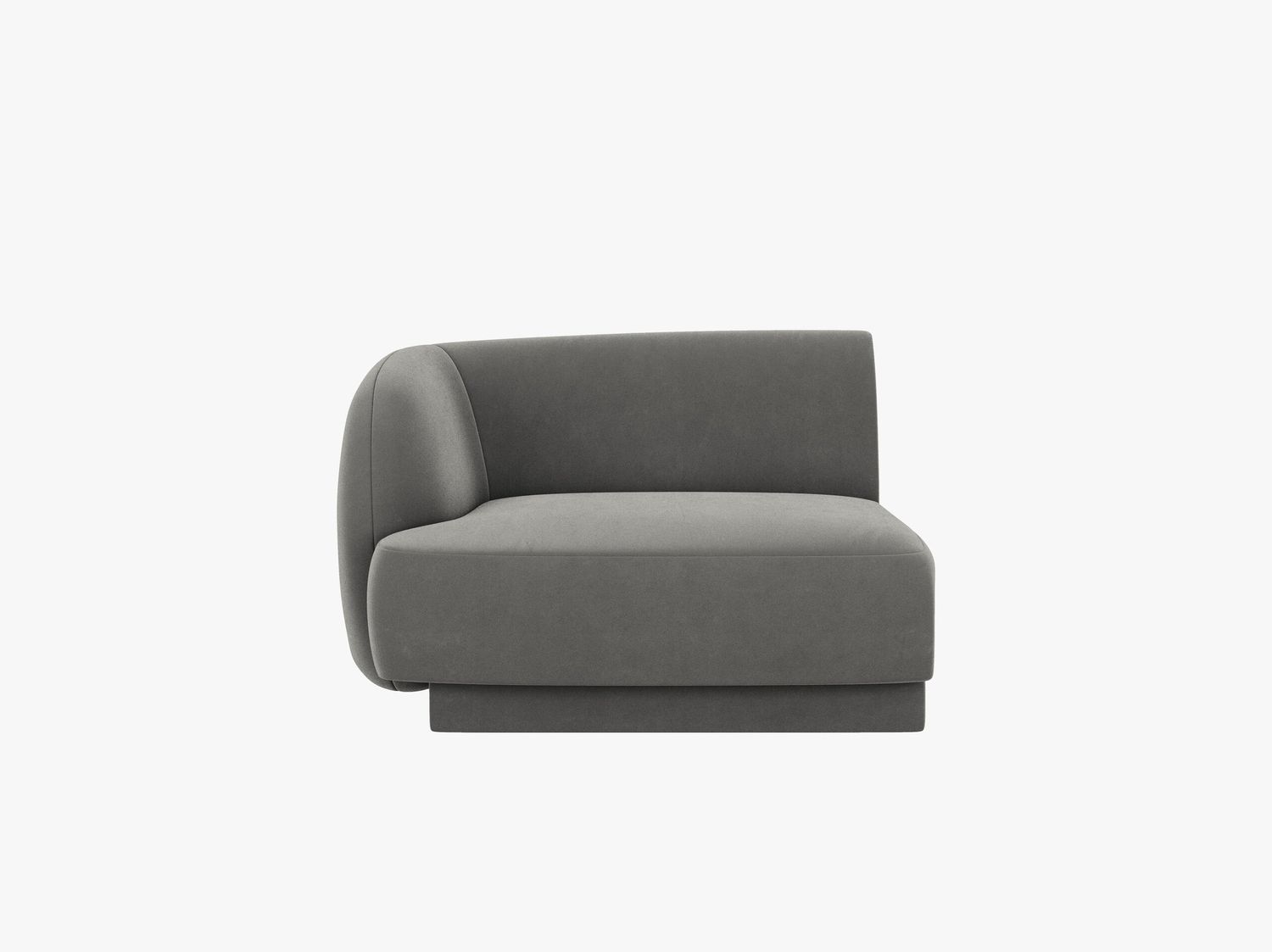Micadoni Eckmodul Miley 1-Sitzer Links Samtstoff Bluvel Hellgrau Bild 1