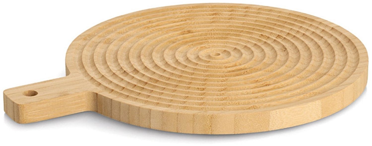 ZELLER 25715 Schneide-/ Servierbrett STRIPES aus Bambus mit Griff, ca. Ø 30,5 x 2,0 cm Bild 1