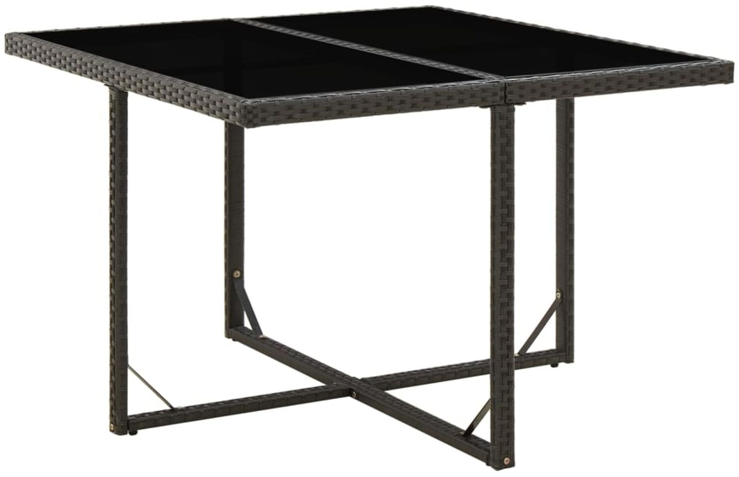 vidaXL Gartentisch Schwarz 109x107x74 cm Poly Rattan und Glas 316764 Bild 1
