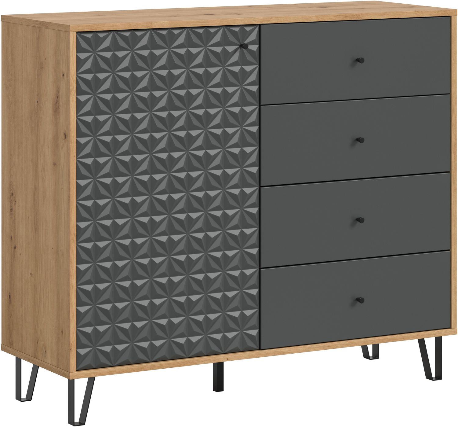 Highboard (B/H/T: 110x96x40 cm) in Artisan Oak Nachbildung und anthrazit matt Bild 1