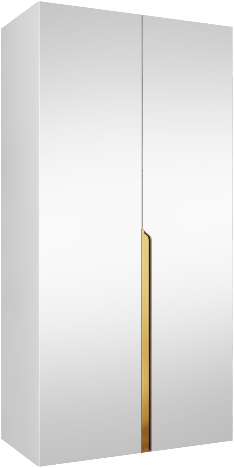 Kleiderschrank Veluna III 100 (Farbe: Weiß / Weiß + Gold) Bild 1