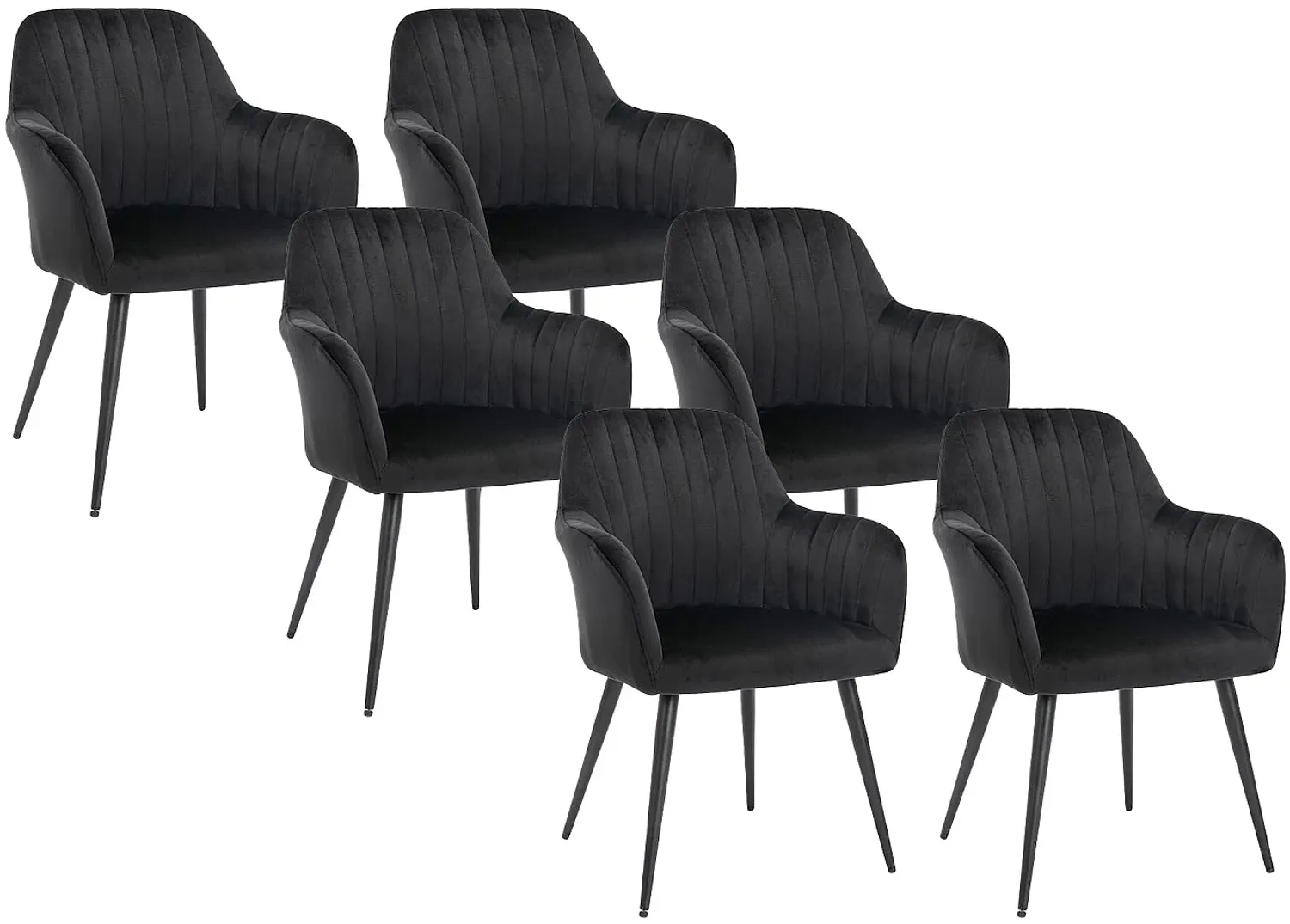 Vente-unique - ELEANA Stuhl SamtStoff Schwarz - B 59 cm x H 82 cm x L 58 cm Bild 1