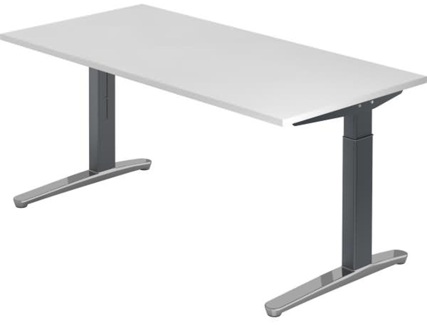 'XB16' Schreibtisch, C-Fuß, poliert, 160x80 cm, Weiß / Graphit Bild 1