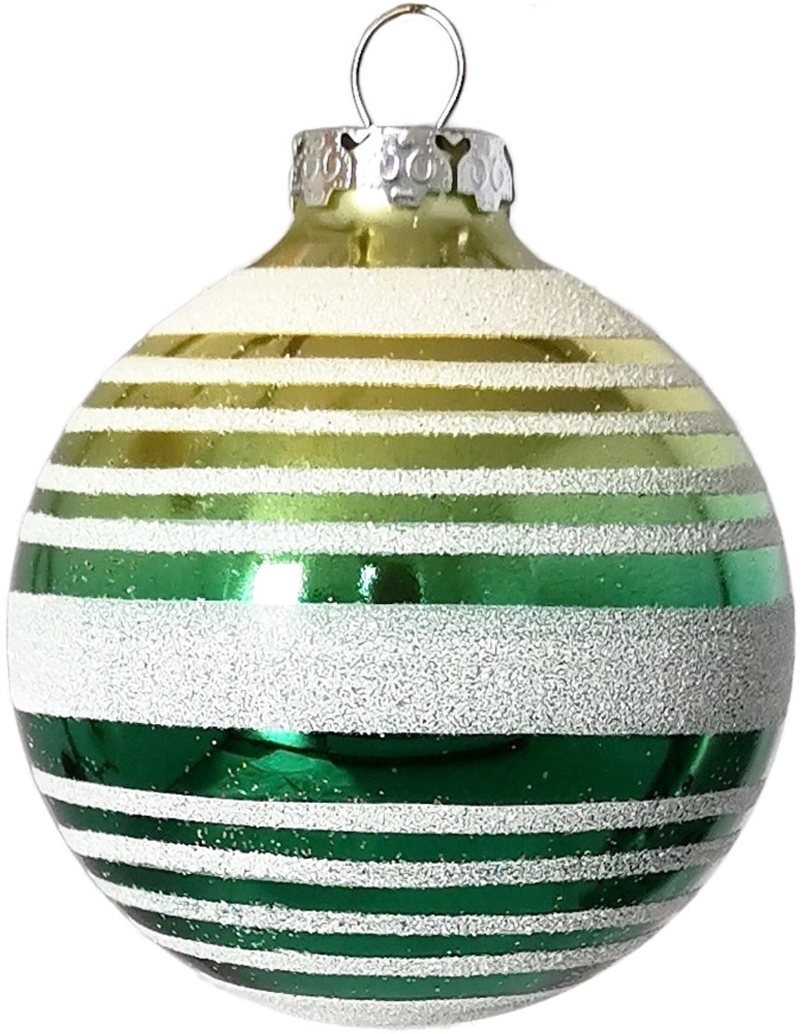 Weihnachtskugel Ø 8cm Ringe gold / grün Schatzhauser Thüringer Glas und Weihnachtsschmuck Bild 1