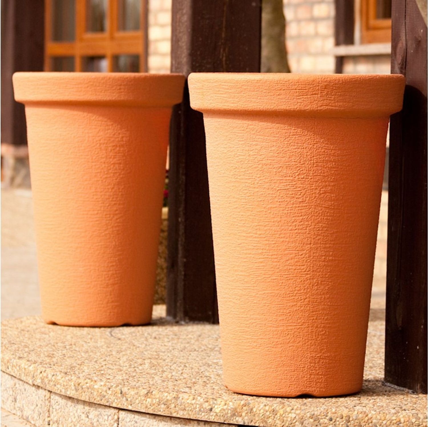 KAGM Pflanzkübel XXL Blumenkübel 2er SET mit Pflanzeinsatz aus Kunststoff Terracotta Bild 1