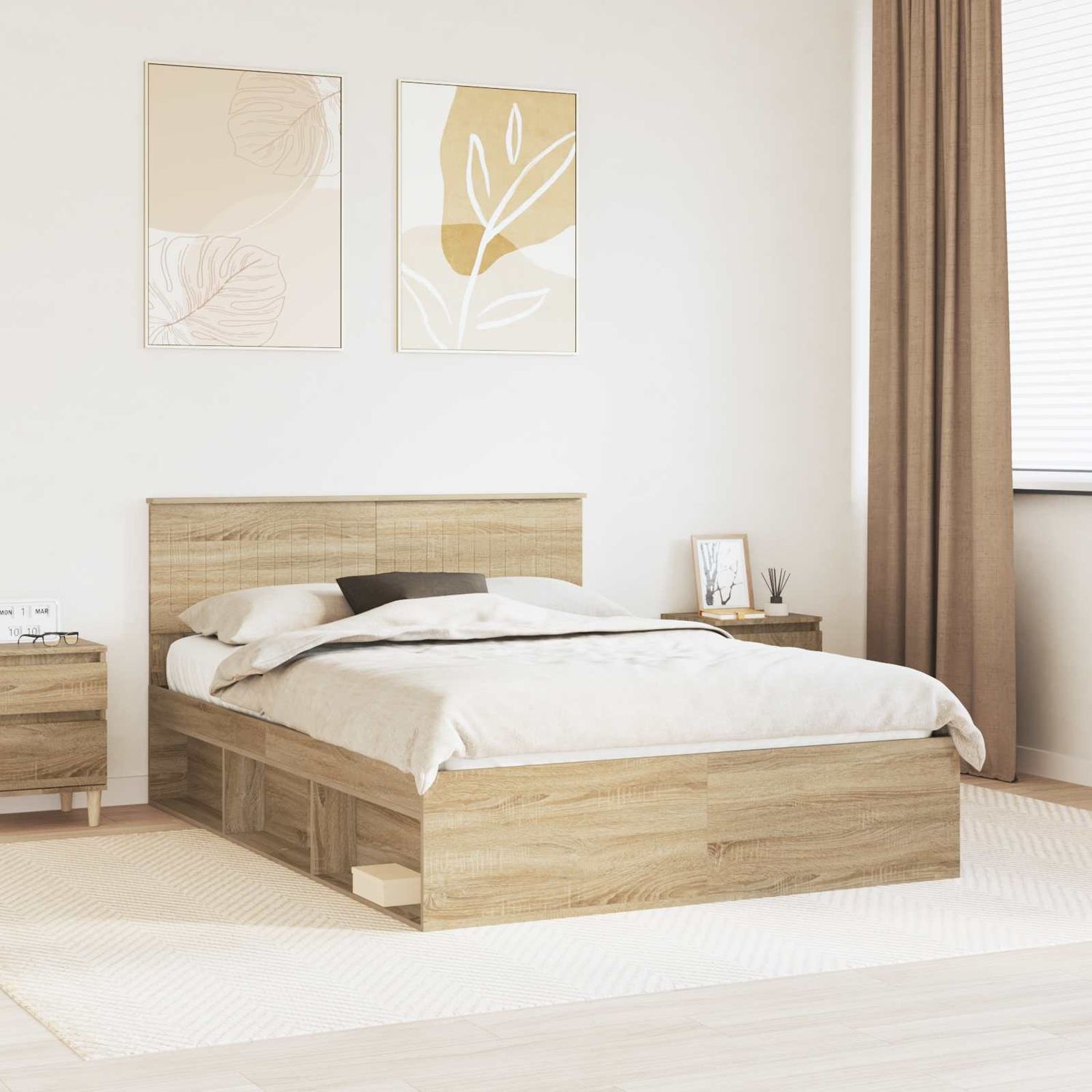 vidaXL Bettrahmen Sonoma 140 x 200 cm Massives Kiefernholz 3410593 Bild 1