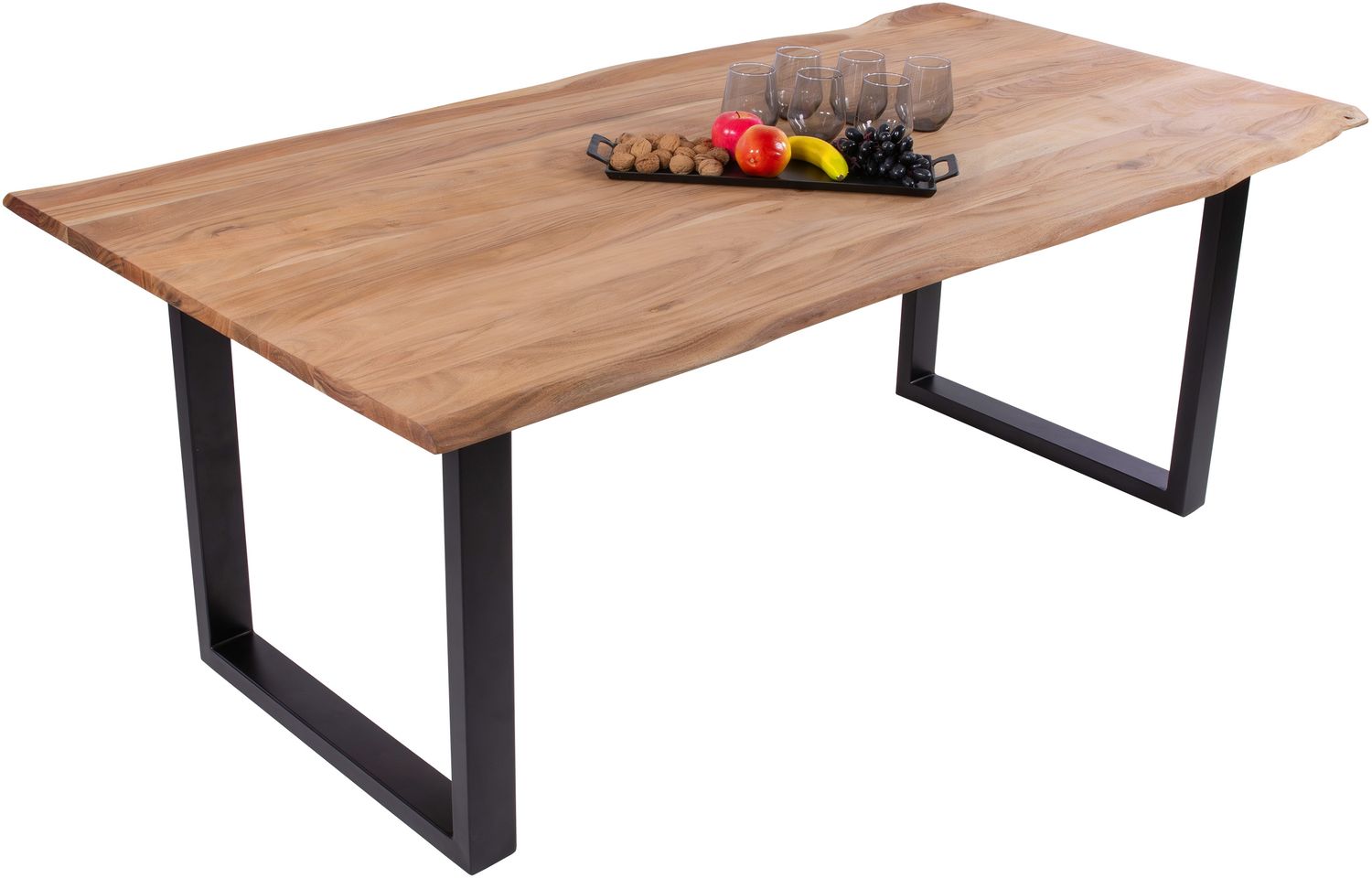 Esstisch Baumkante massiv Akazie eichefarben 280 x 100 cm schwarz DEREK 141783970 Bild 1