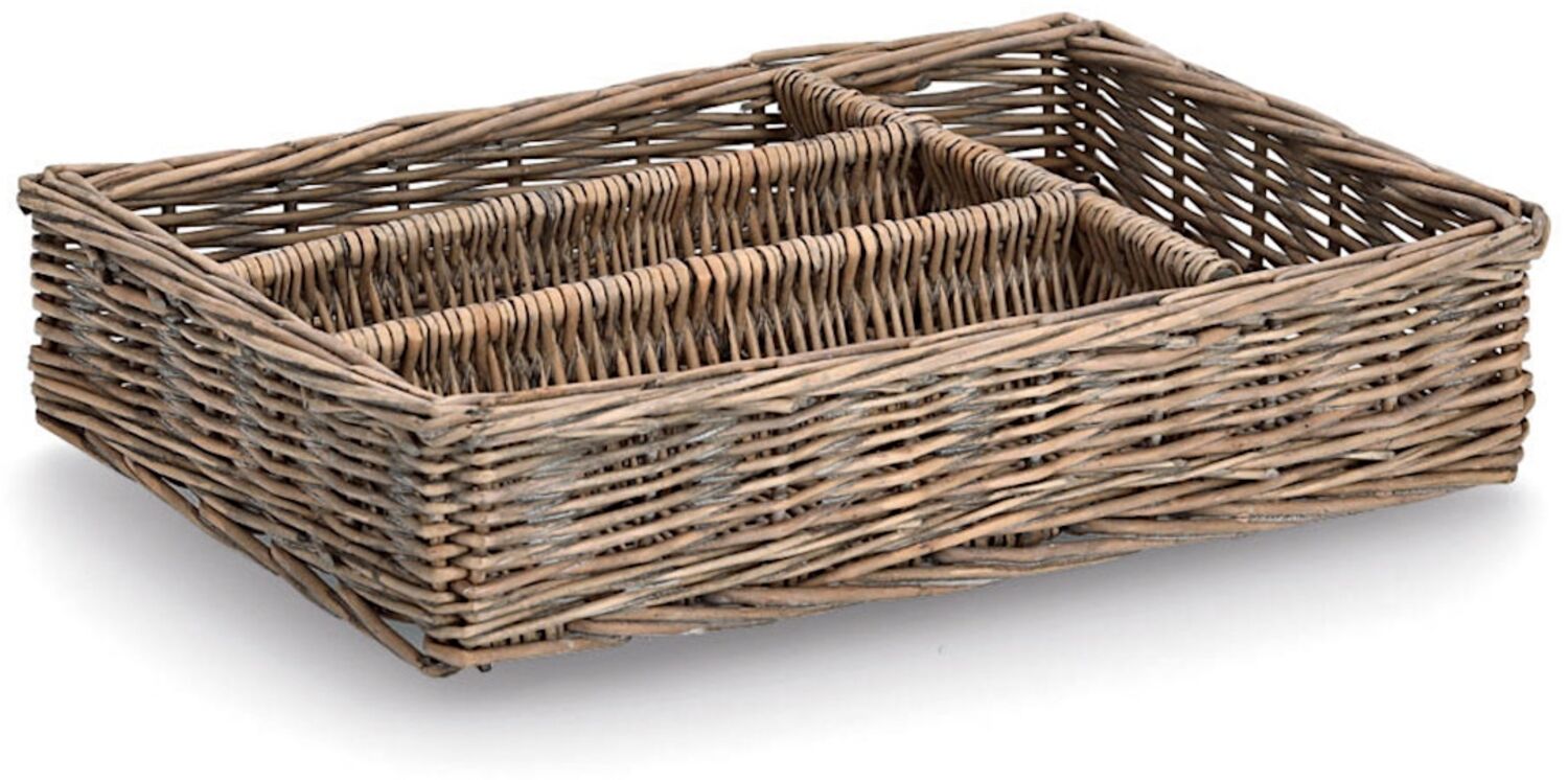 ZELLER Besteckkorb 14177 im Landhausstil, Weide, 35 x 26 x 7 cm Bild 1