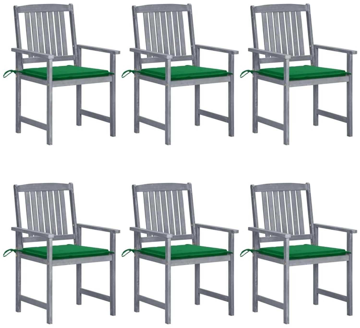 vidaXL Gartenstühle mit Kissen 6 Stk. Massivholz Akazie Grau 3078212 Bild 1