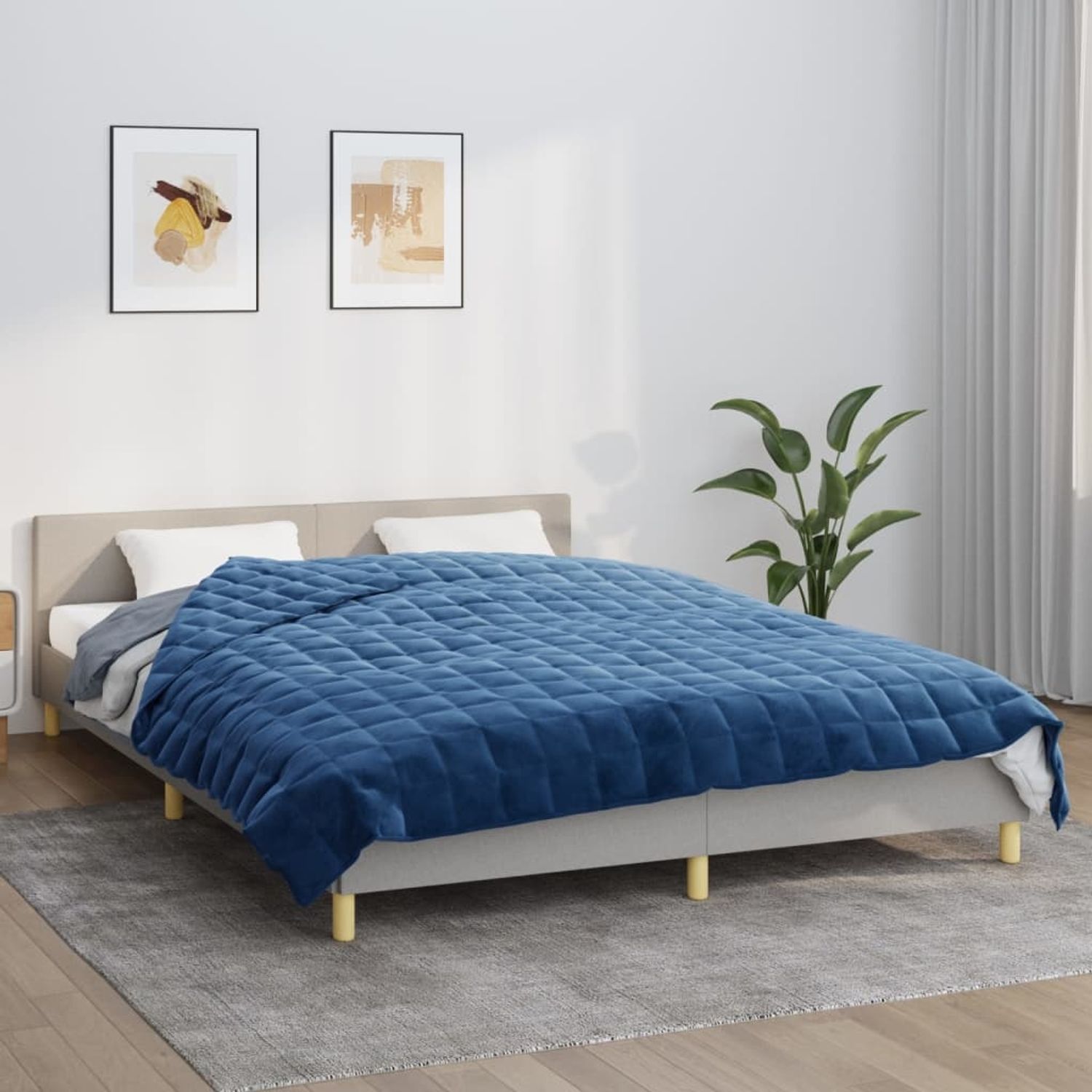 vidaXL Gewichtsdecke Stoff, 1 x Gewichtsdecke, Blau, 220x230 cm, Stoff, 15 kg Bild 1