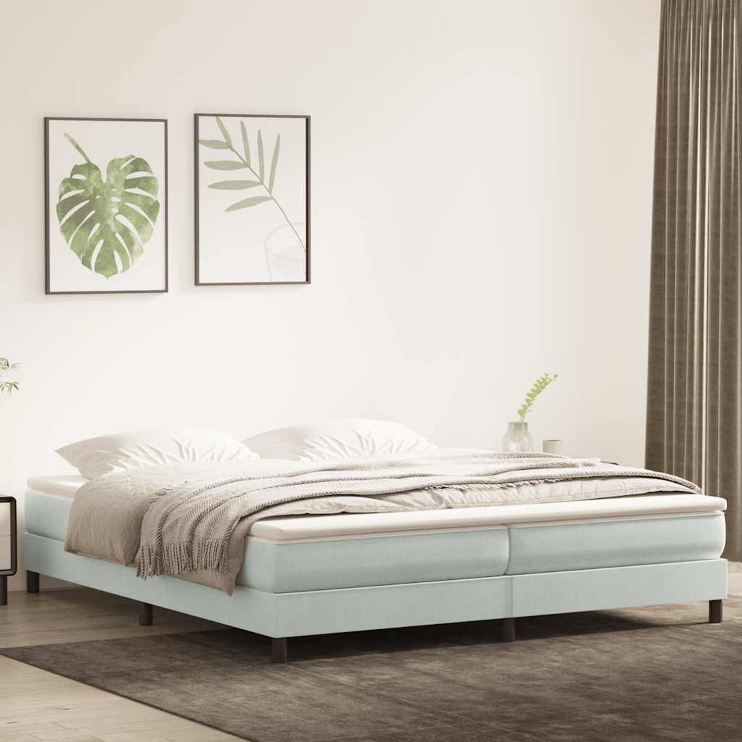 vidaXL Boxspringbett ohne Matratze Hellgrau 200x210 cm Samt 3315843 Bild 1