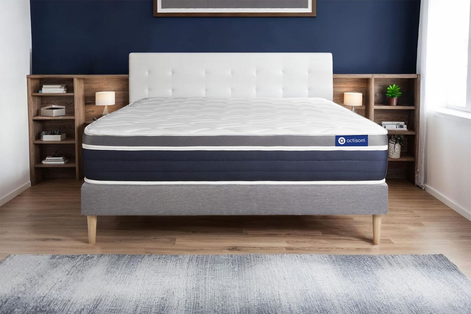 Actimemo confort matratze 130x220 cm + Bettgestell mit lattenrost - Dicke : 26cm - Memory-schaum - H3 Bild 1