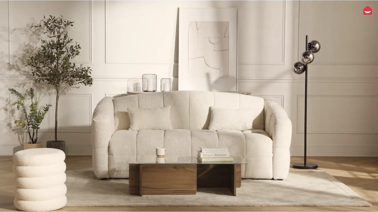 Vente-unique - RETUNA Sofa Stoff Beige - B 208 cm105 cm x H 90 cm x L 200 cm Bild 1
