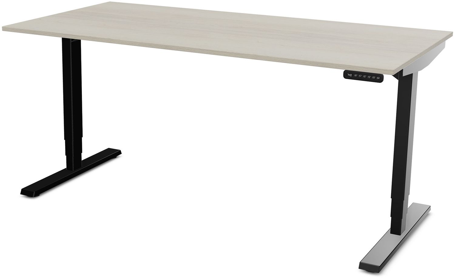 ASSMANN Elektrisch höhenverstellbarer Schreibtisch Y-Line 180x80cm Eiche Polar Schwarz Metall Holz Melaminoberfläche Bild 1