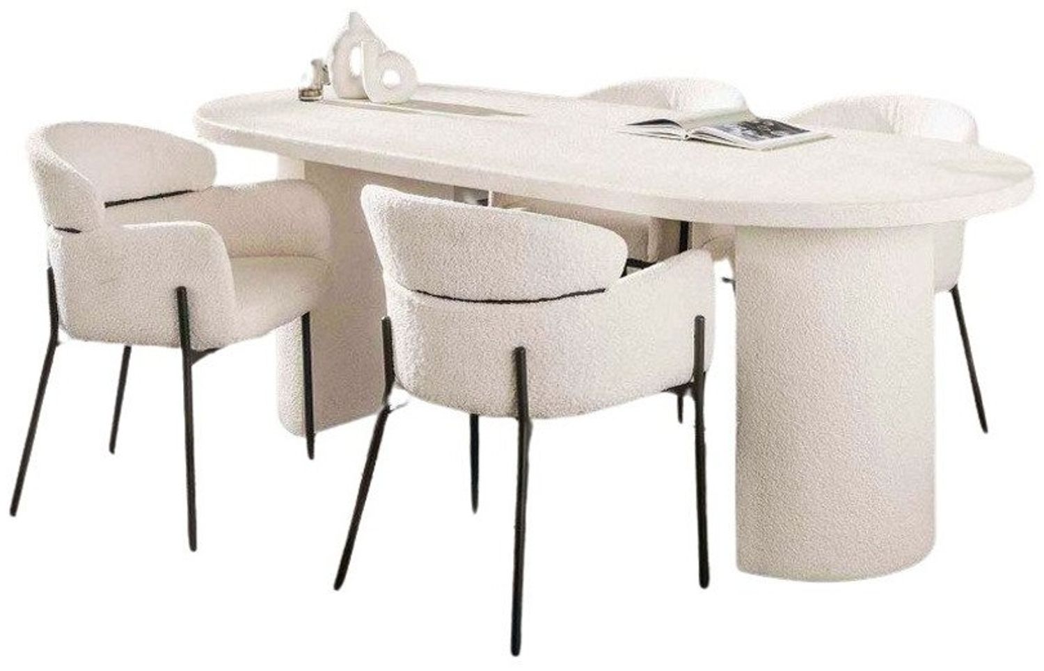 LEVEN Lifestyle Esstisch ASTONE oval aus Marmor Verbundstoff Esszimmertisch 215 x 90 cm Bild 1