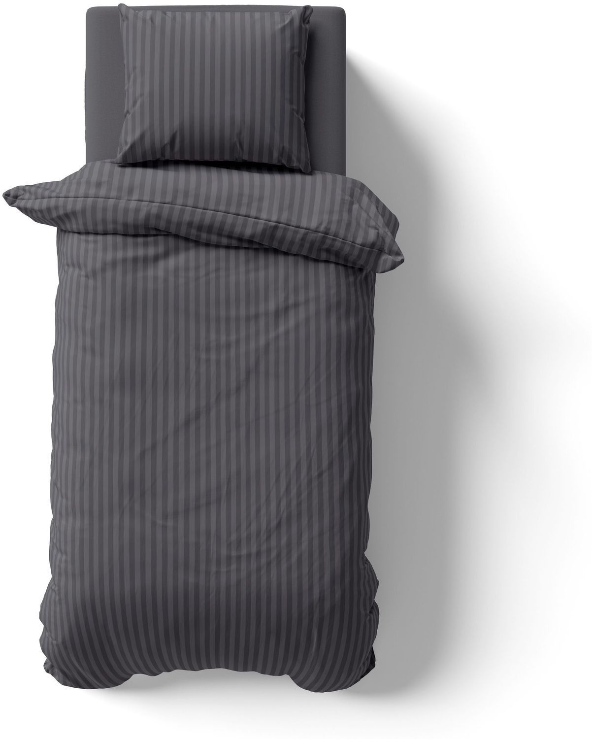 Müskaan - 2 teilig Renforcé Uni Bettwäsche mit Kopfkissen Garnitur, Reißverschluss - für Allergiker geeignet, atmungsaktiv, Anthrazit, 135x200 + 80x80 cm, Materialzusammensetzung % Polyester Bild 1