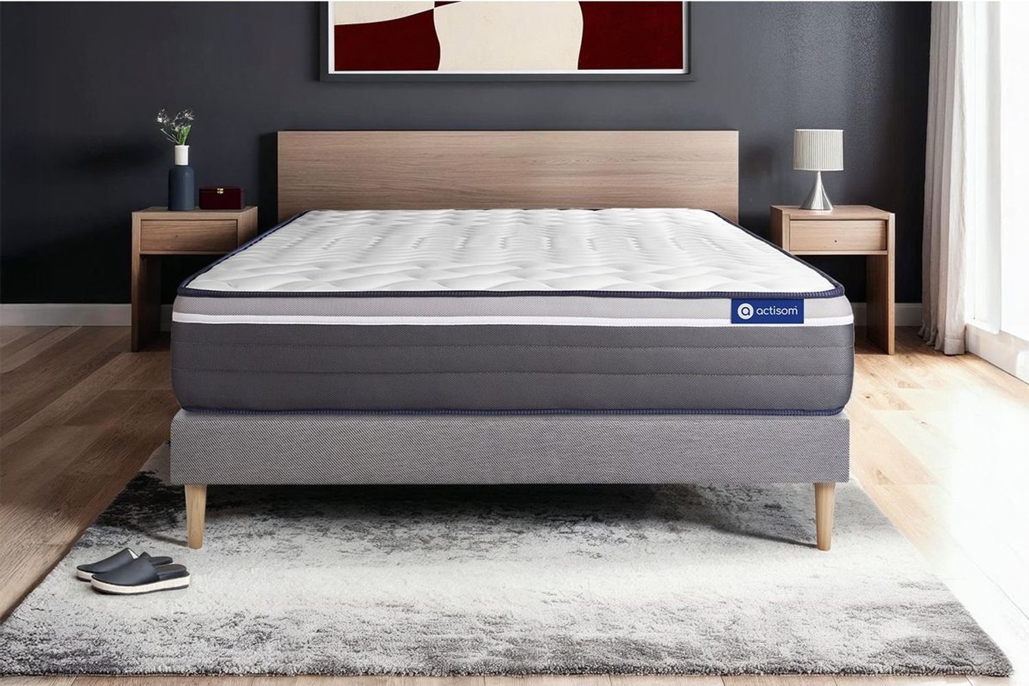 Actilatex plus matratze 140x210 cm + Bettgestell mit lattenrost - Dicke : 26cm - Latex und Memory-schaum - H5 Bild 1