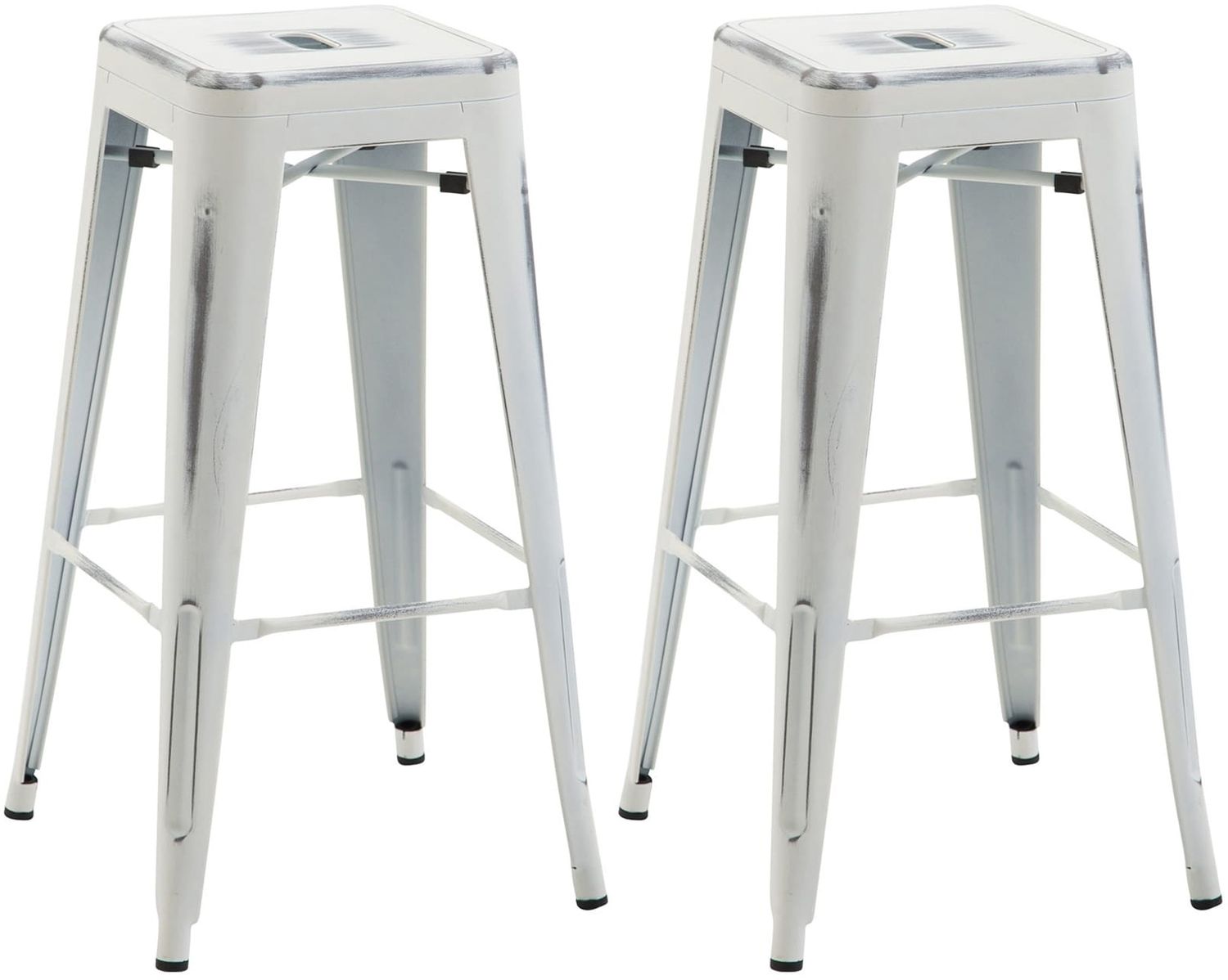 Barhocker 2er Set MILAN - Antik-Weiß, Metall Barhocker ohne Lehne Barstuhl Tresenhocker Tresenstuhl Kneipenhocker Kneipenstuhl Bild 1