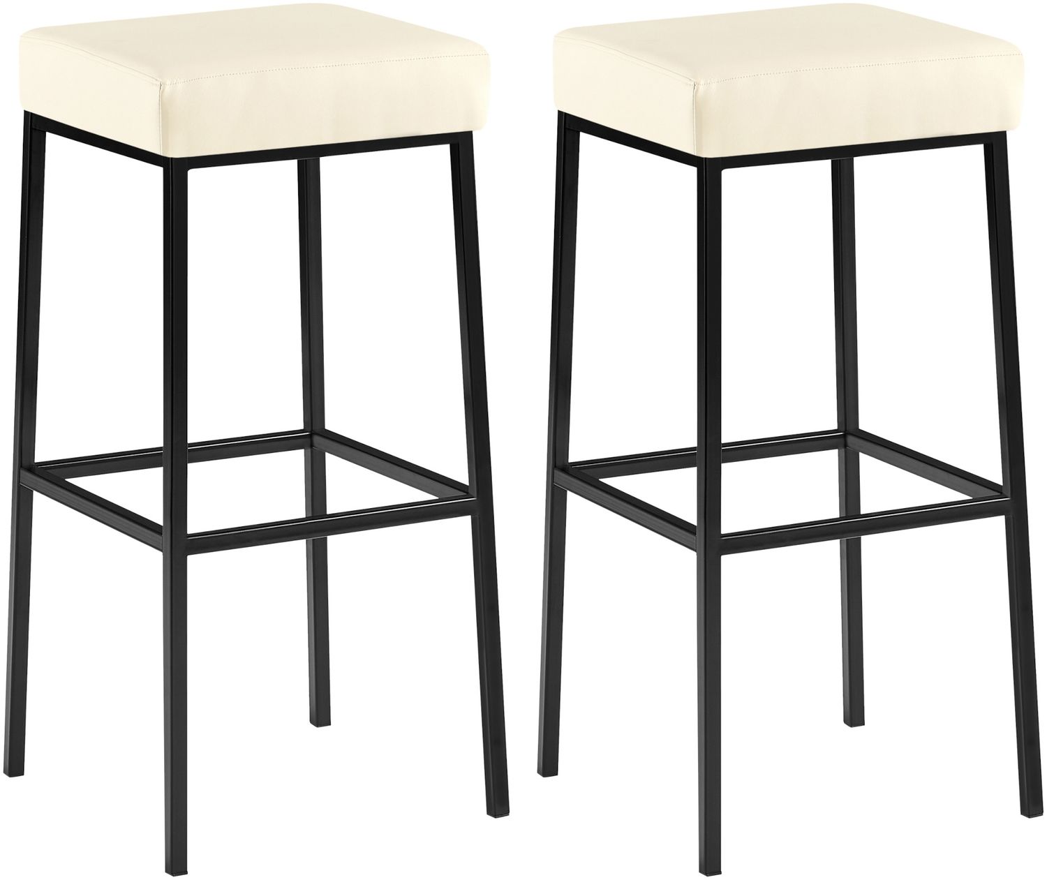 CLP 2er Set Barhocker Montreal Kunstleder gepolsterte Sitze und Fußstützen,creme schwarz Bild 1