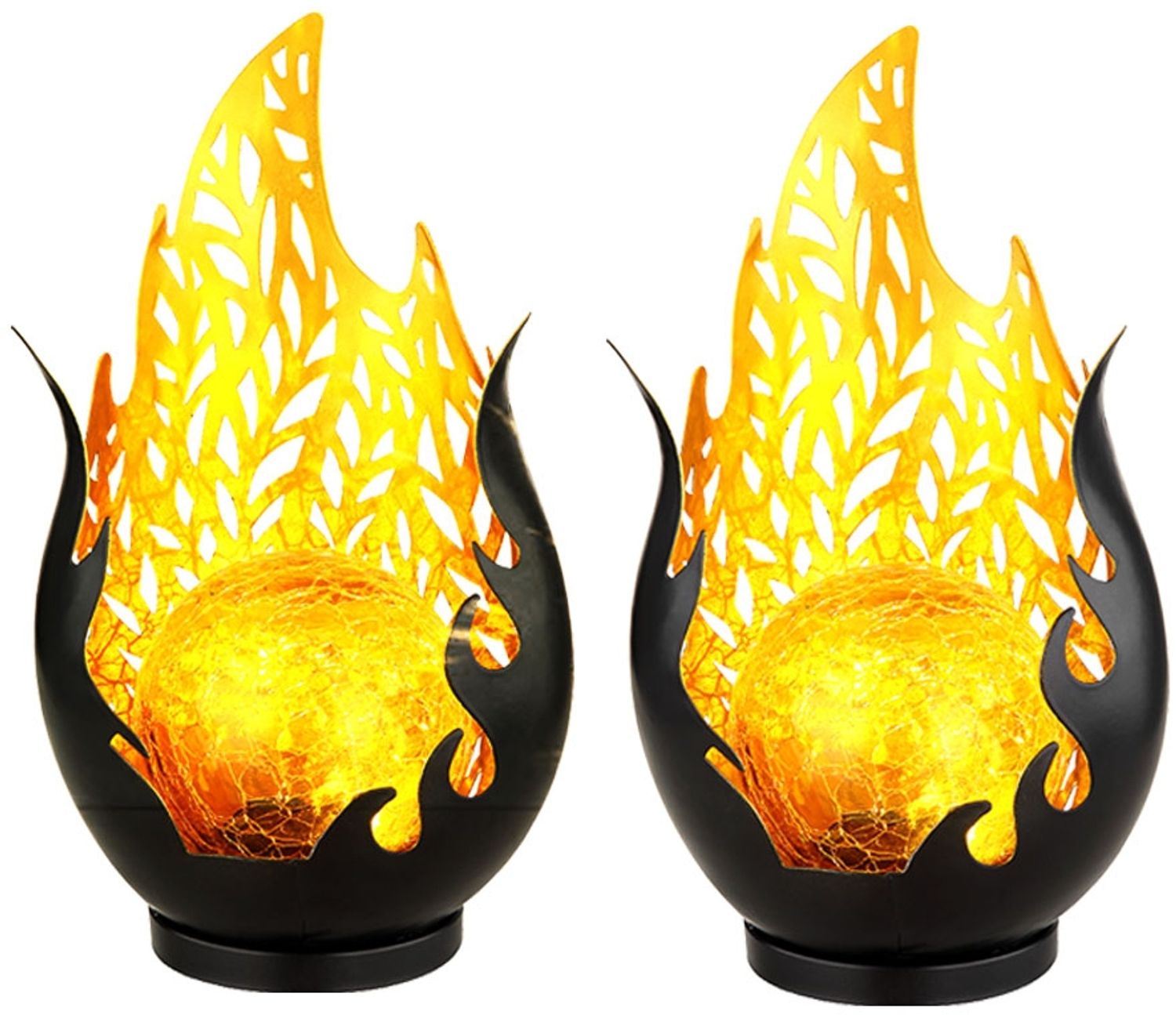 2x LED Solarleuchte, Wetterfest, schwarz, gold, Akku, H 26,5cm Bild 1