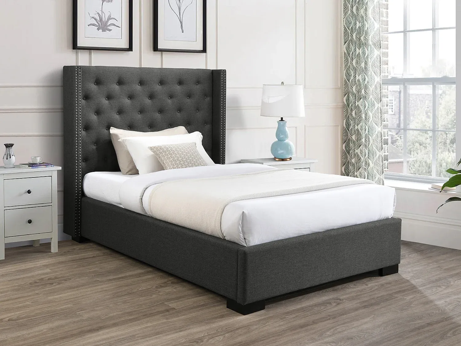 Vente-unique Bett MASSIMO, Grau, 215,5x141,5x143,5 cm Bild 1