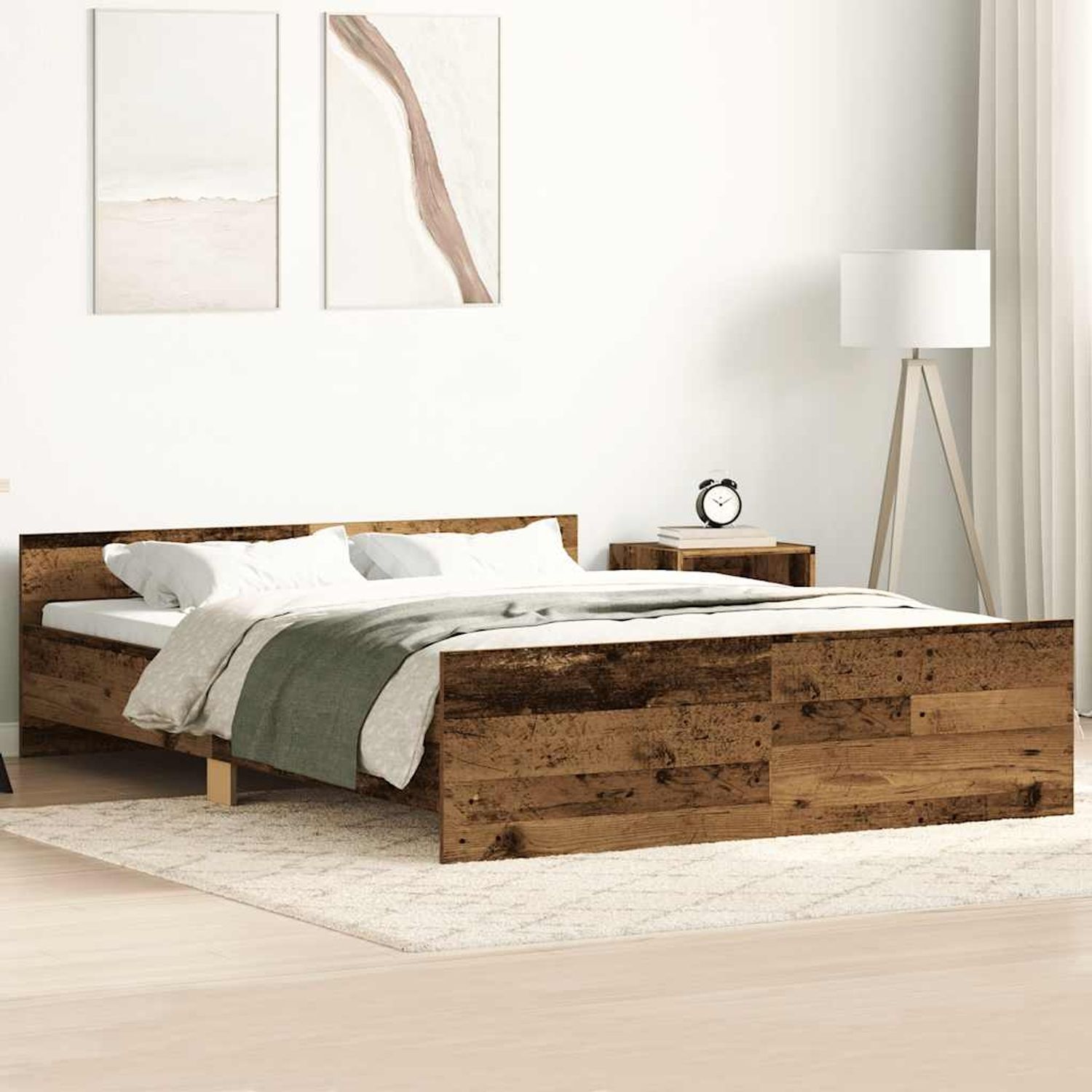 vidaXL Bettgestell ohne Matratze Altholz-Optik 135x190cm Holzwerkstoff 3328787 Bild 1