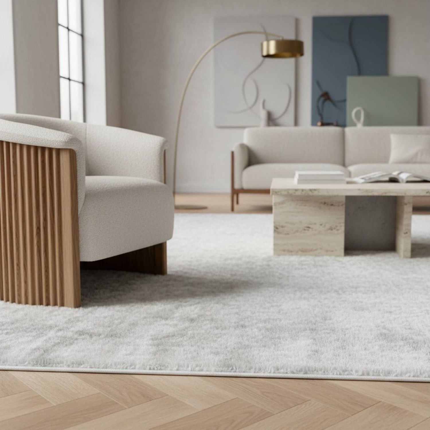 KADIMA DESIGN Teppich Kurzflor Unifarben Polyester Antirutsch Wohnzimmer Teppich, Rund, Höhe: 13 mm, Maschinenwäsche, Rücken aus Filz/Anti-rutsch, Gekettelt, 80x80cm Bild 1
