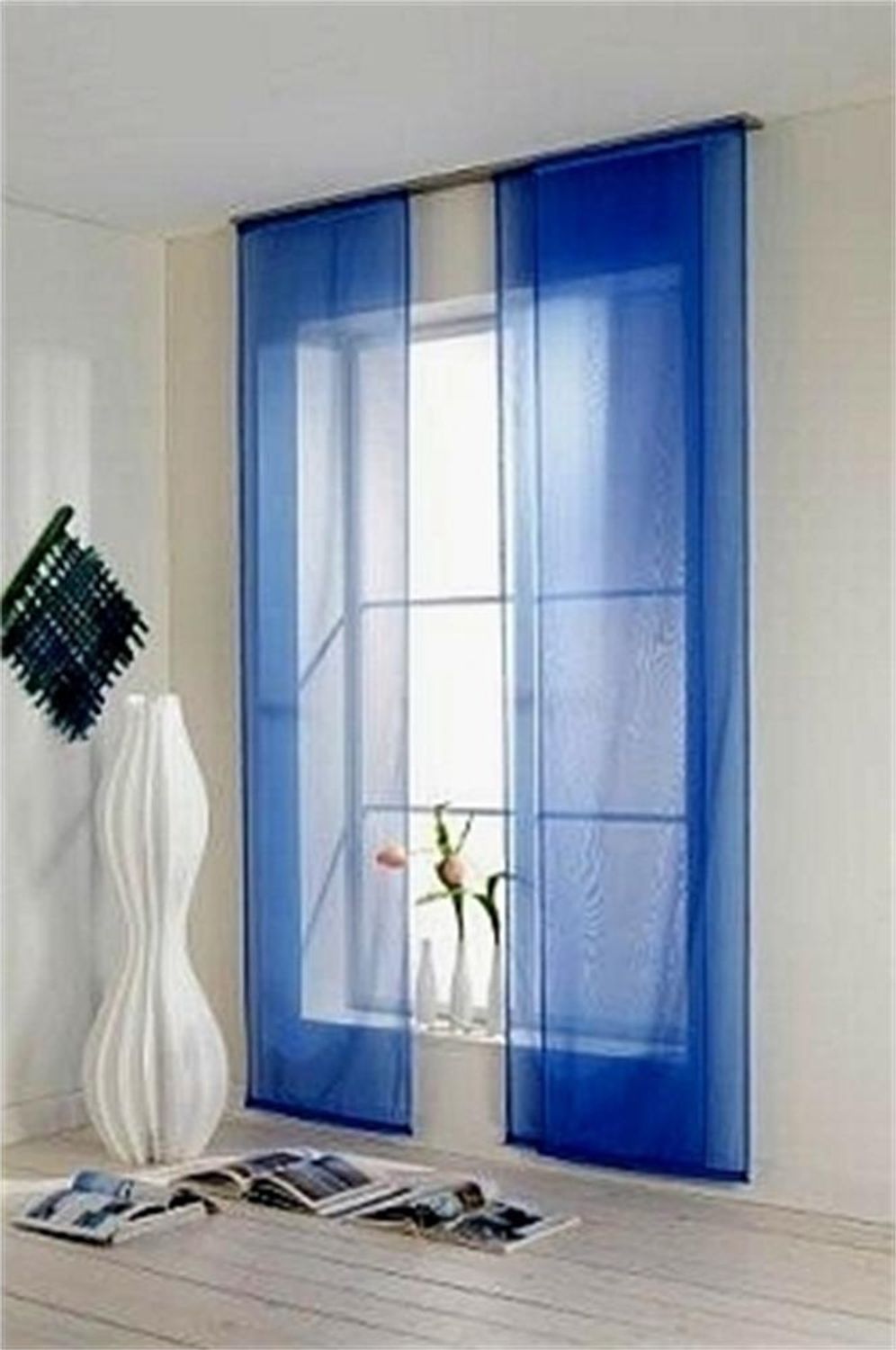 Flächenvorhang Voile navy 300cm - Farbe: Navy, Höhe (cm): 300 Bild 1