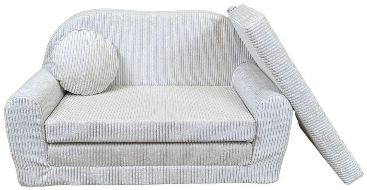 FORTISLINE Kindersofa Kindersofa Rosalia Ausklappbares Sofa aus Cord mit Verlängerung Bild 1