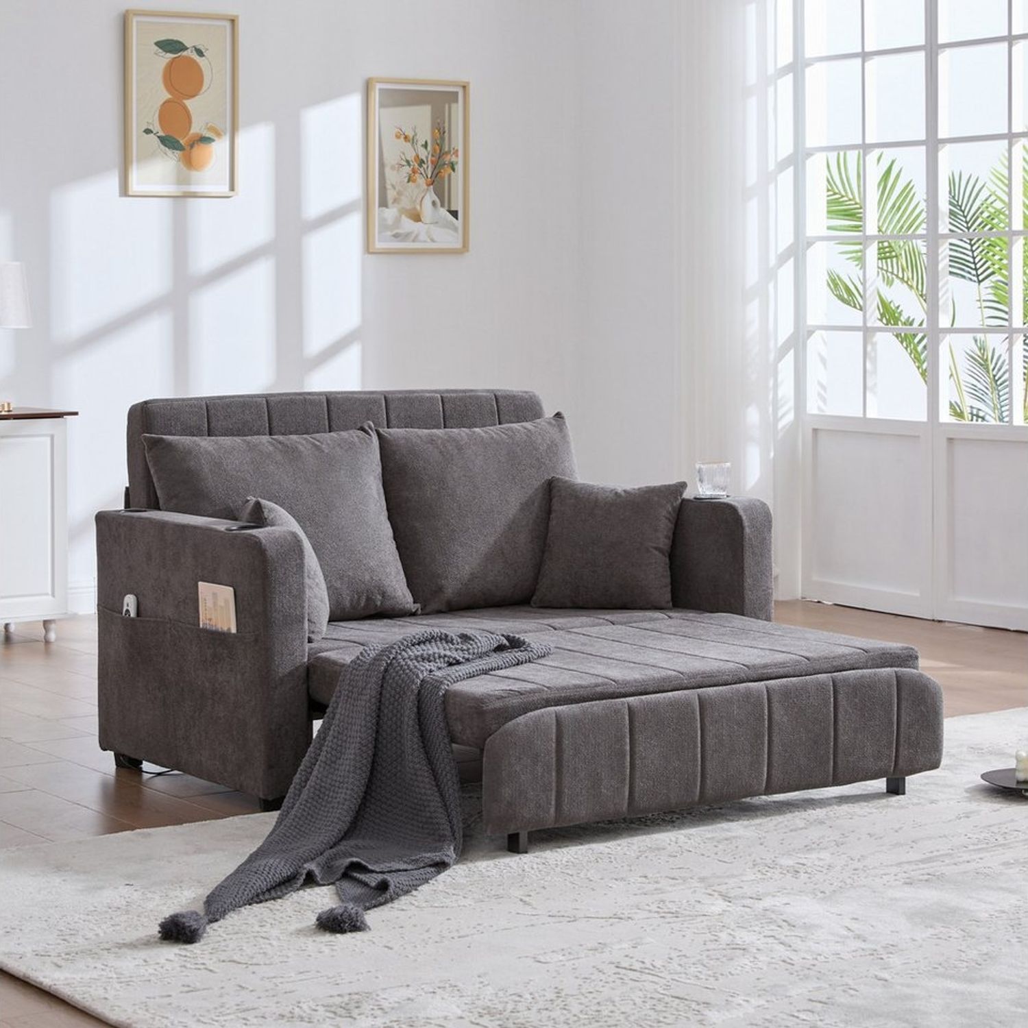 TavilaEcon Schlafsofa Multifunktionales Schlafsofa, Ausziehsofa mit praktischer Aufbewahrung, 1 Teile, mit USB-Ladefunktion und komfortablem Sitzgefühl Bild 1