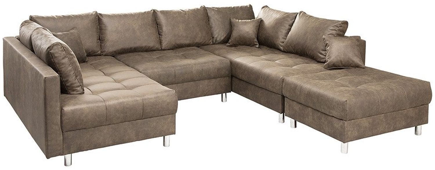 riess-ambiente Wohnlandschaft KENT 305cm taupe / silber, Set 4 Teile, XXL · mit Federkern · inkl. Kissen · Microfaser · Modern Design Bild 1