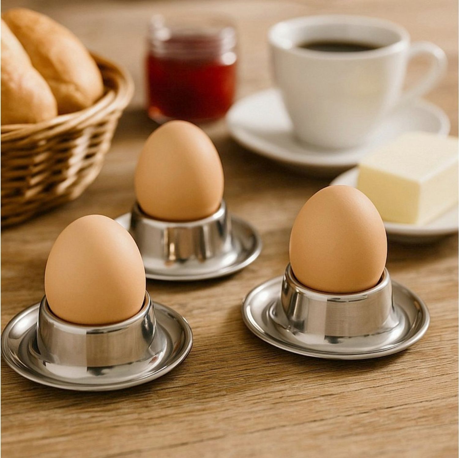 Koopman Eierbecher Edelstahl Rund 1/4 er Set, (1-tlg), 1 Stk, Metall, Ø8cm, Lebensmittelecht, Spülmaschinengeeignet Bild 1