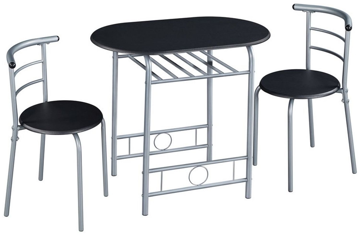 Yaheetech Esszimmer-Set Essgruppe mit 2 Stühlen, Esszimmergruppe 3-teilig, Schwarz Bild 1