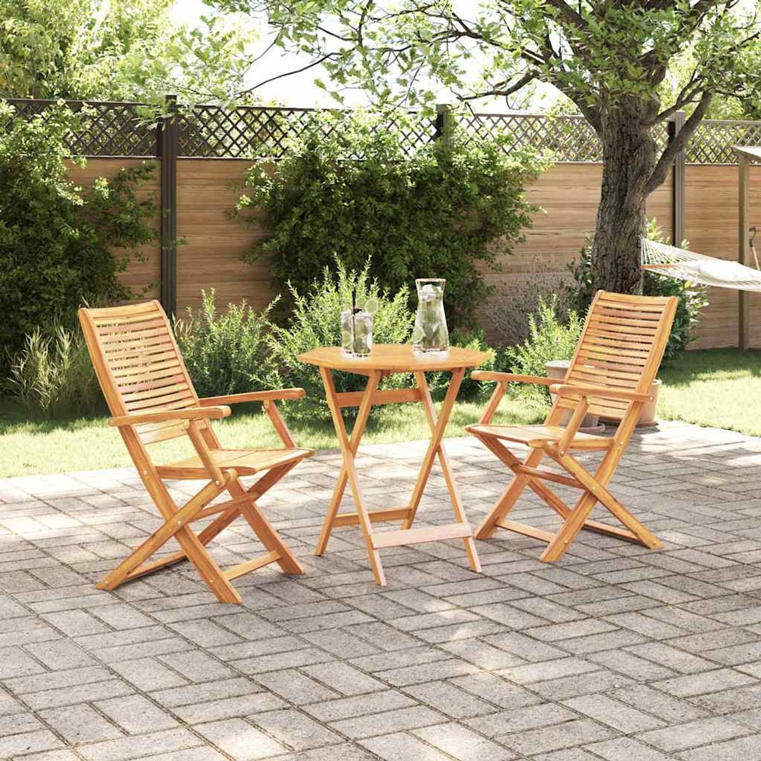vidaXL Klapp Bistro Set 3 pcs Braun Massivholz Akazie 3375699 Bild 1
