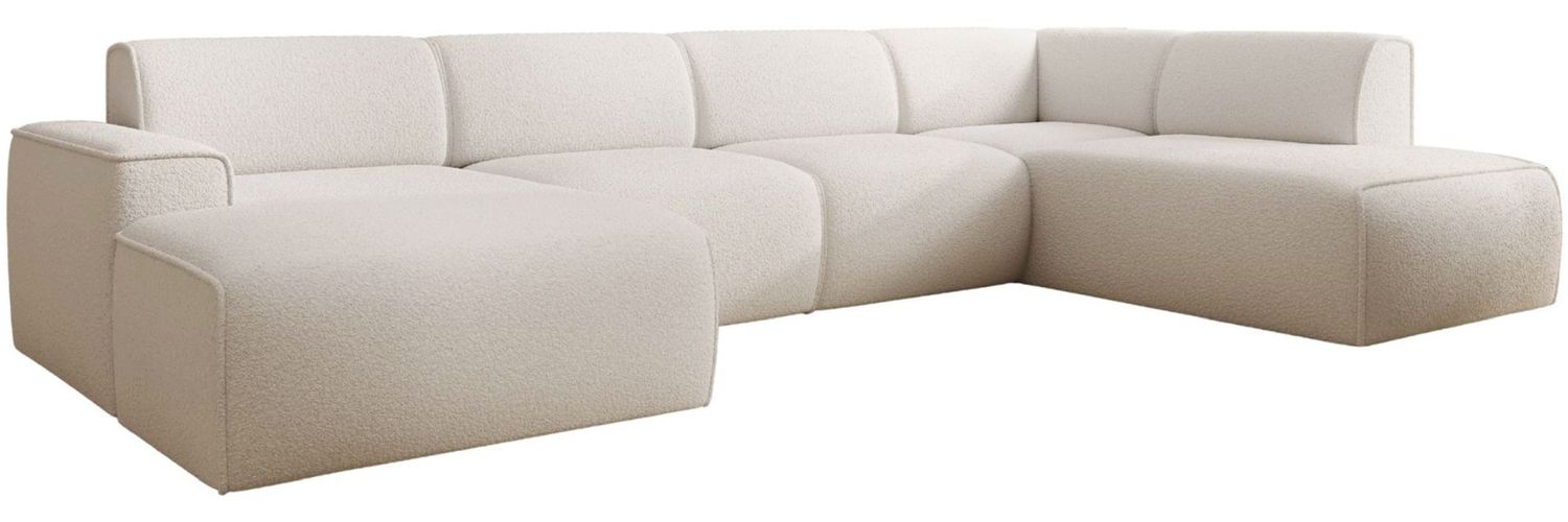 Selsey 'Bouvi' Wohnlandschaft mit seitlicher Rückenlehne an der Ottomane rechts, creme, Bouclé Bild 1