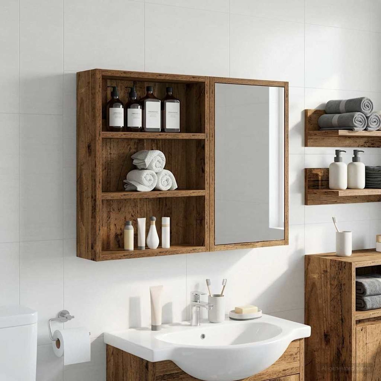 vidaXL Badezimmer-Wandschrank Altholz 40 x 10 x 50 cm Holzwerkstoff 889349 Bild 1
